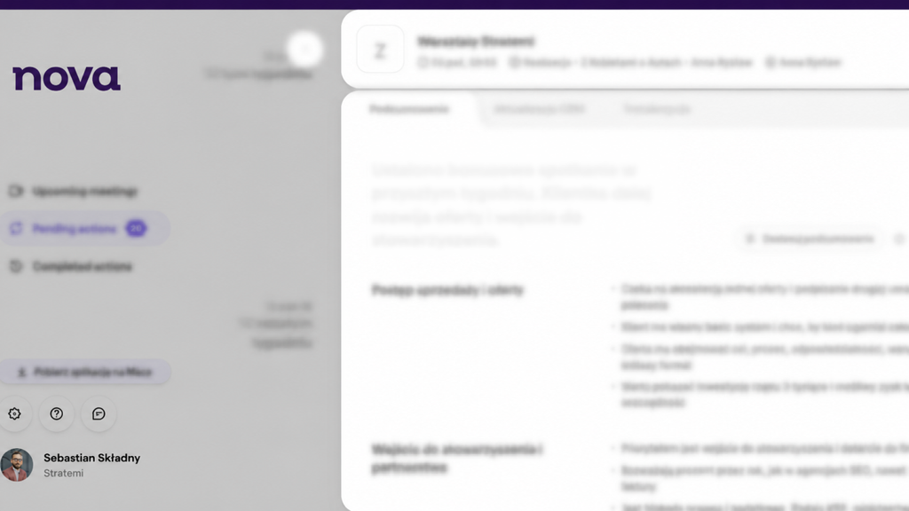 Pipedrive Nova tworzy podsumowanie rozmowy discovery i następne kroki